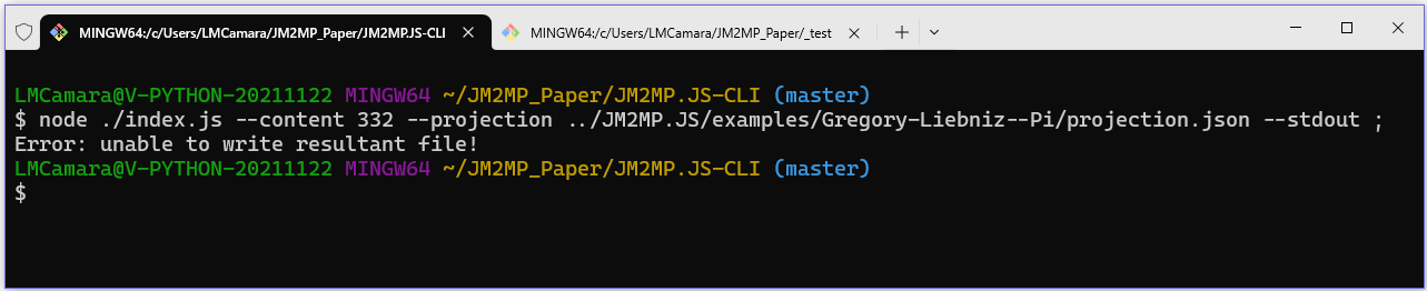 JM2MP.JS-CLI running with default configuration